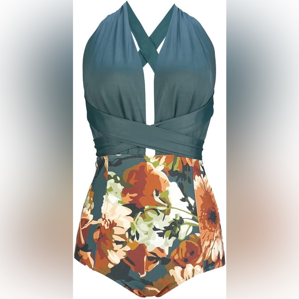 NWT Floral Deep V One Piece